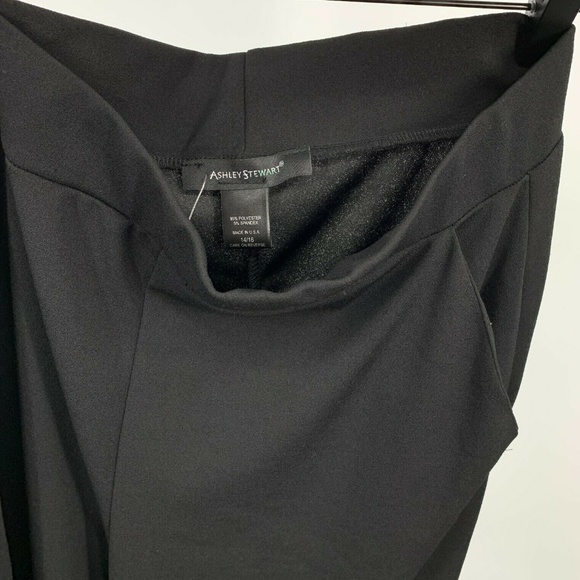 Ashley Stewart Pants Black Wide Leg Pull On Stretch - Picture 2 of 7